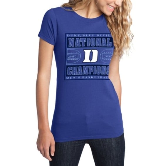 Duke Blue Devils Women's Duke Blue 2015 NCAA Men's Basketball National Champions Crew T-Shirt