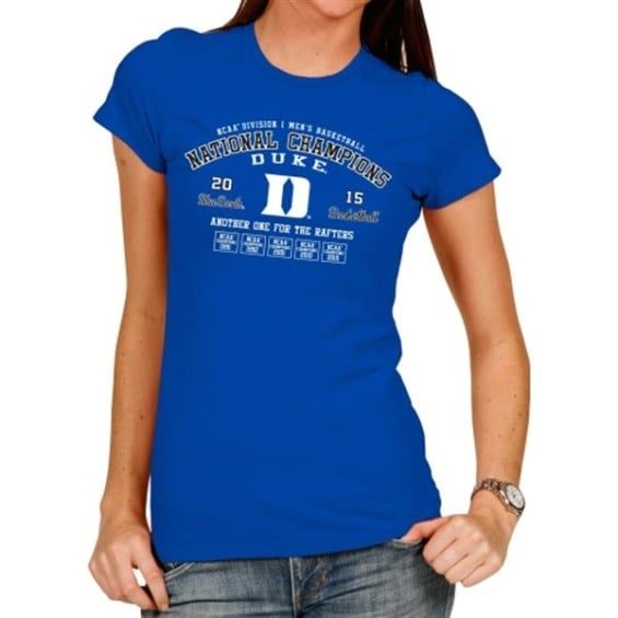 Duke Blue Devils Women's Duke Blue 2015 NCAA Men's Basketball National Champions Crew Neck T-Shirt