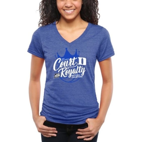 Duke Blue Devils Women's Duke Blue 2015 NCAA Men's Basketball National Champions Court Royal Tri-Blend V-Neck T-Shirt