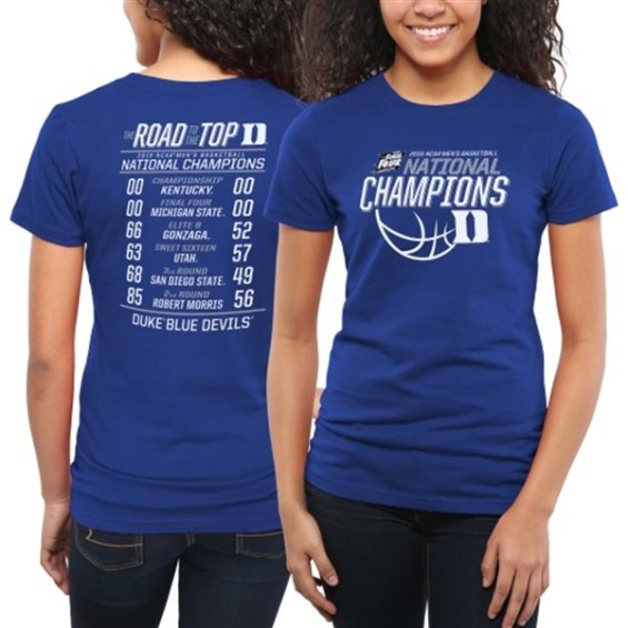 Duke Blue Devils Women's Duke Blue 2015 NCAA Men's Basketball National Champions All Score Fitted T-Shirt