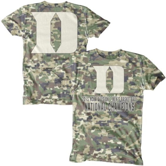 Duke Blue Devils Green/Camo 2015 NCAA Men's Basketball National Champions T-Shirt