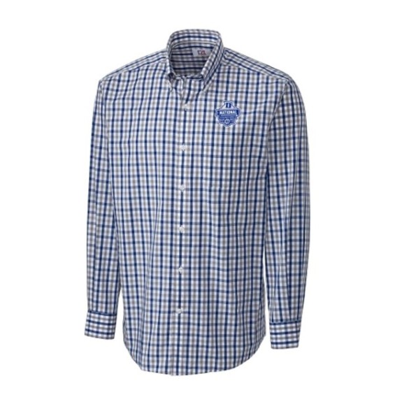 Cutter & Buck Duke Blue Devils Duke Blue 2015 NCAA Men's Basketball National Champions Grant Plaid Button Down Long Sleeve Shirt