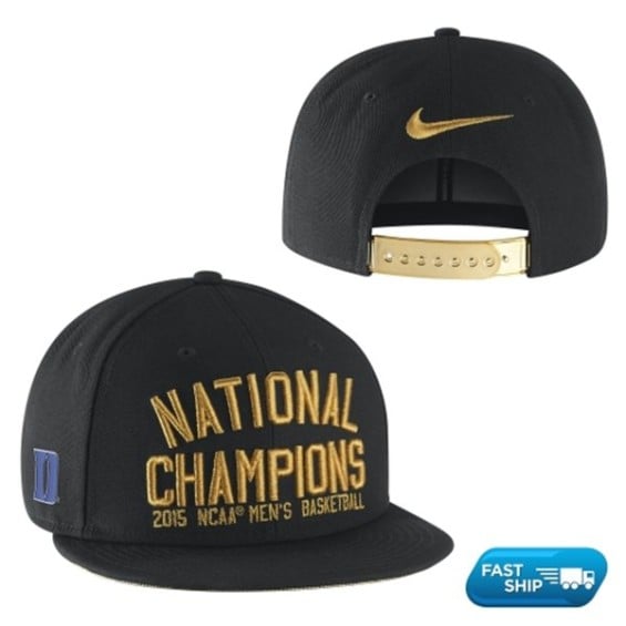Nike Duke Blue Devils Black 2015 NCAA Men's Basketball National Champions Players Locker Room Snapback Adjustable Hat