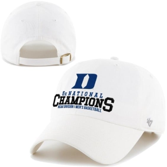 '47 Brand Duke Blue Devils White 2015 NCAA Men's Basketball National Champions 5-Time Champions Clean Up Adjustable Hat