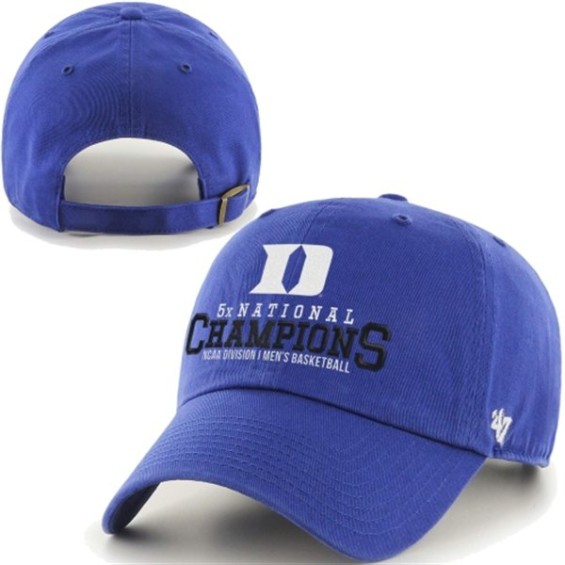 '47 Brand Duke Blue Devils Duke Blue 2015 NCAA Men's Basketball National Champions 5-Time Champions Clean Up Adjustable Hat