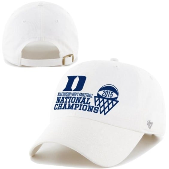 '47 Brand Duke Blue Devils White 2015 NCAA Men's Basketball National Champions Clean Up Adjustable Hat