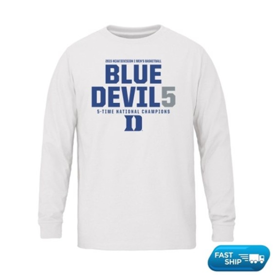 Duke Blue Devils Youth White 2015 NCAA Men's Basketball National Champions Blue Devil5 Long Sleeve T-Shirt