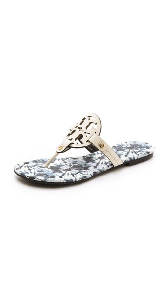 Tory Burch Miller Thong Sandals in Ivory and Tie Dye Print