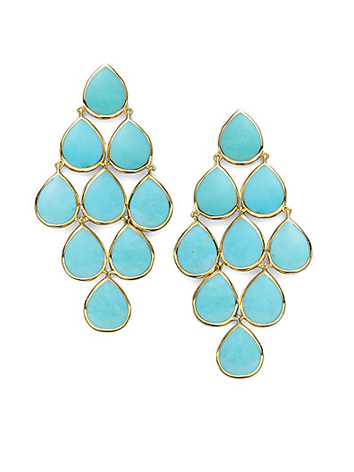 IPPOLITA Polished Rock Candy Turquoise & 18K Yellow Gold Cascade Earrings