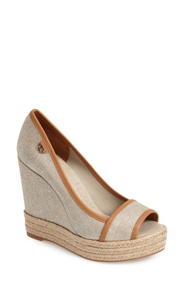 Tory Burch 'Majorca' Wedge Sandal (Women) in Plata/Royal Tan
