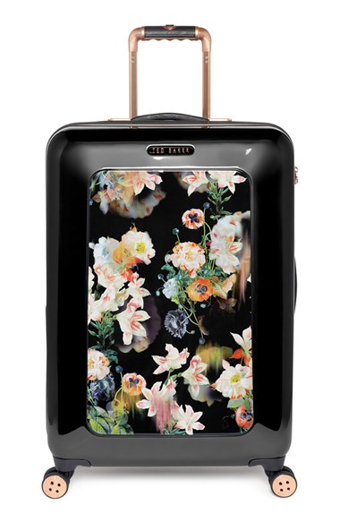 Ted Baker London 'Medium Opulent Blooms' Hard Shell Suitcase (28 Inch) in Black with Opulent Bloom Print