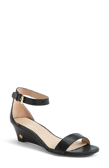 Tory Burch 'Savannah' Wedge Sandal (Women) in Black