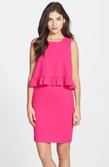 Trina Turk Ruffle Woven Popover Dress in Vivid Pink