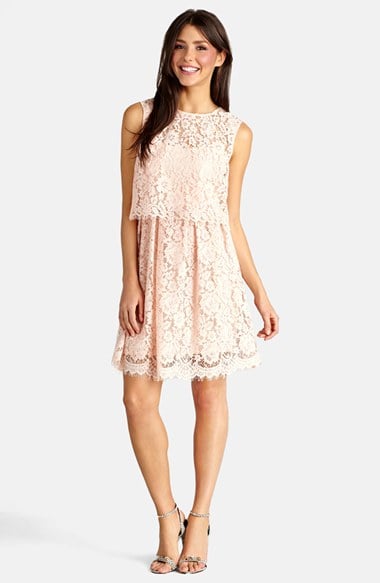 Donna Morgan Lace Popover Dress in Chantilly