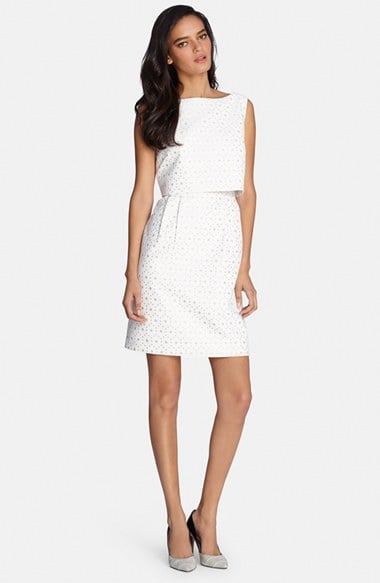 Tahari Jacquard Popover Dress (Regular & Petite) in White