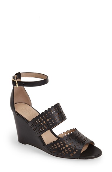 Tory Burch Leather Wedge Sandal (Women) in Black. Spring 2015 Nordstrom Half-Yearly Sale