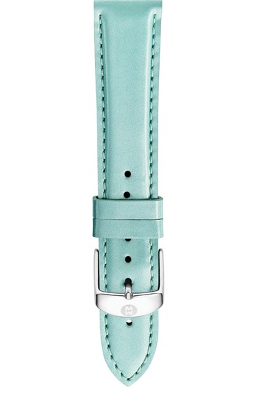 MICHELE 16mm Leather Watch Strap in Pastel Blue
