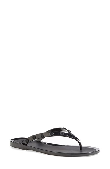 Tory Burch Logo Studded Jelly Flip Flop (Women) in Black