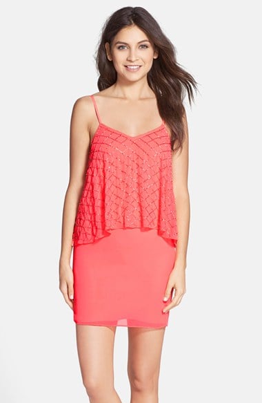 Needle & Thread Beaded Popover Dress in Bright Pink