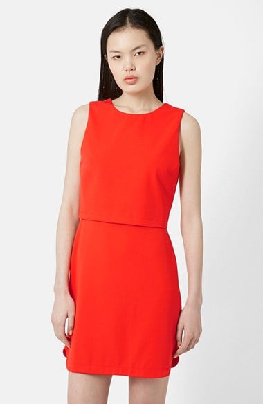 Topshop Sleeveless Overlay Dress in Red