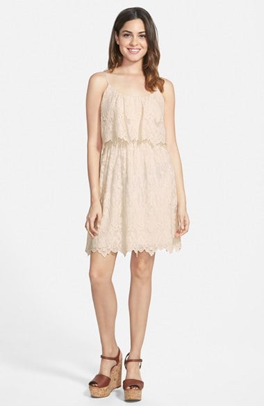 Soprano Lace Popover Camisole Dress in Vanilla