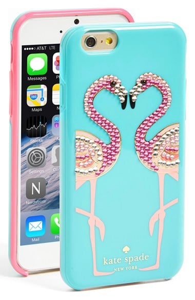 kate spade new york 'jeweled flamingo' iPhone 6 case in caribbean blue