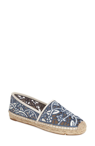 Tory Burch 'Lucia' Lace Espadrille Flat (Women) in Ivory or Ivory Natural Blush