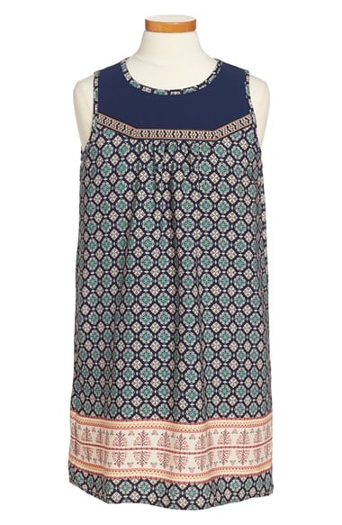 Monteau Couture Sleeveless Shift Dress (Big Girls) in Navy Blue