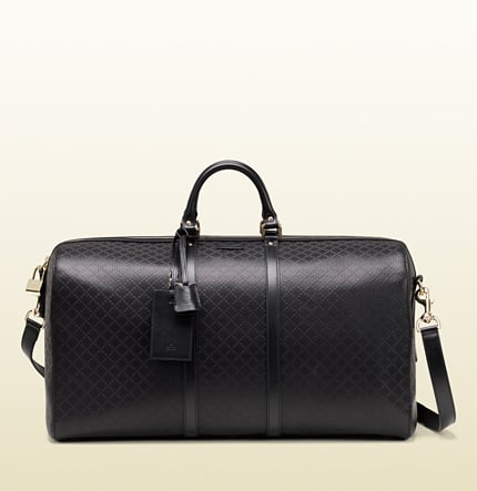 Gucci Bright Diamonte Leather Carry-On Duffle Bag in Black