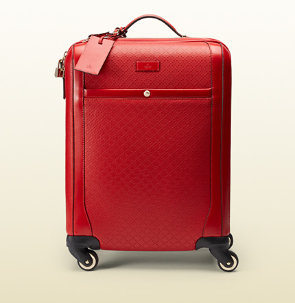Gucci Diamonte Leather Wheeled Carry-On Suitcase in Red Diamonte Leather