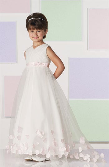Joan Calabrese for Mon Cheri Tulle & Taffeta Floor Length Dress (Little Girls & Big Girls) in Ivory
