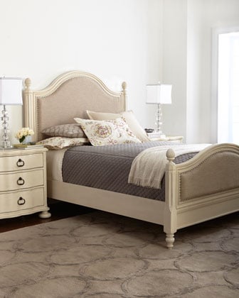 Abigail Queen Rustic Chic Bed in Studded Trim