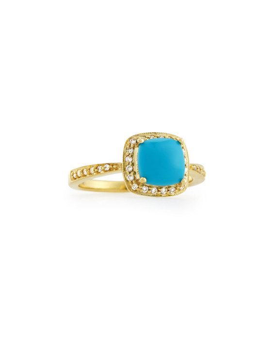 JudeFrances Jewelry Small Princess Turquoise Ring with Diamonds