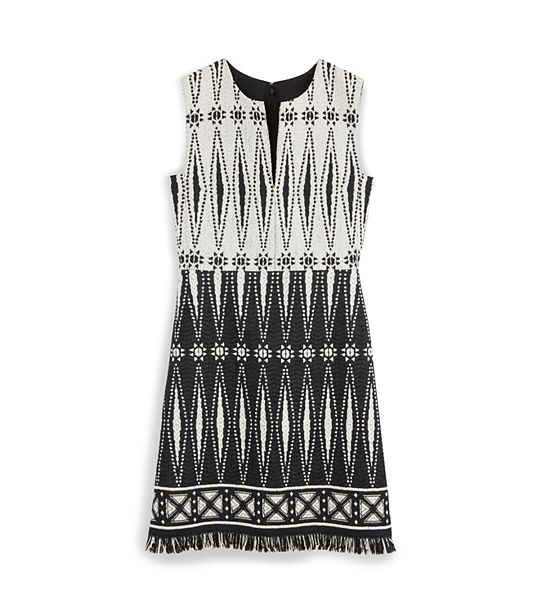 Tory Burch SAVORA TWEED DRESS in Black/New Ivory Bologan A
