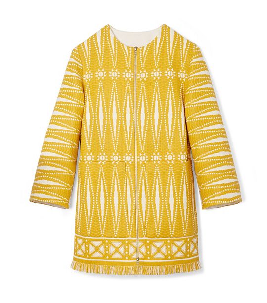 Tory Burch SAVORA TWEED COAT in HONEY MUSTARD/ NEW IVORY BOLOGAN B