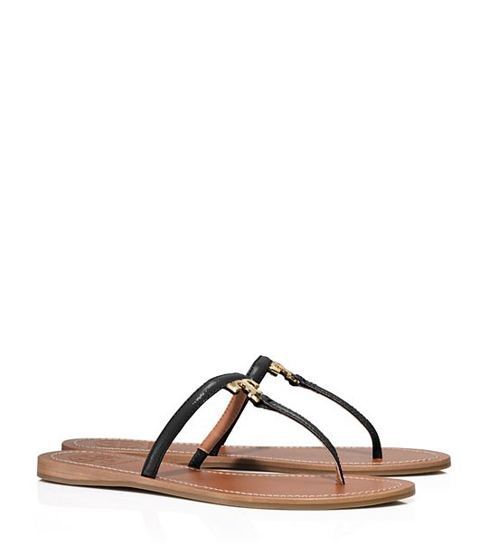 Tory Burch T LOGO FLAT THONG SANDAL in Black