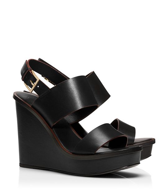 Tory Burch LEXINGTON WEDGE SANDAL in Black