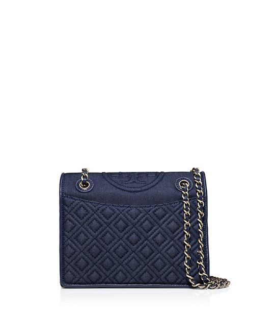 Tory Burch FLEMING DENIM MEDIUM BAG in Indigo (Navy Trim)