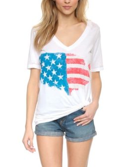 Chaser Painted Flag Chaser Top in Red, White and Blue