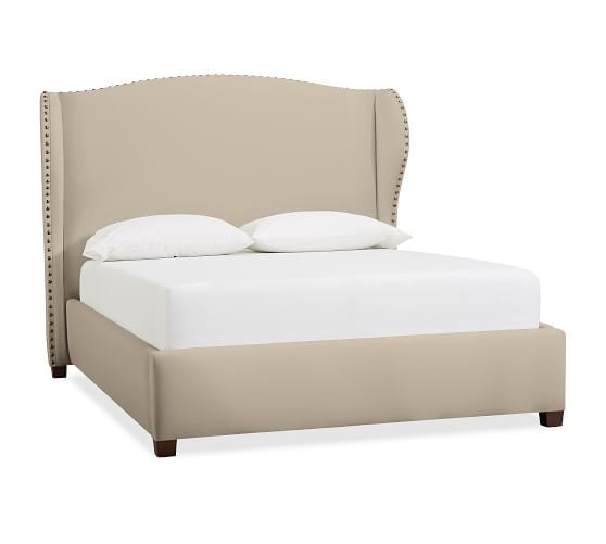 RALEIGH UPHOLSTERED NAILHEAD WINGBACK BED & HEADBOARD. Pottery Barn Memorial Day Sale