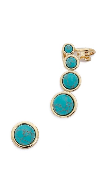 Rebecca Minkoff Mix Matched Oval Earrings in Turquoise
