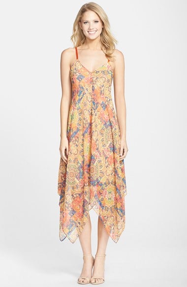 KUT from the Kloth Print Handkerchief Hem Dress in Orange