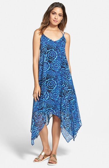 Soprano Tie Dye Handkerchief Hem Midi Dress in Blue