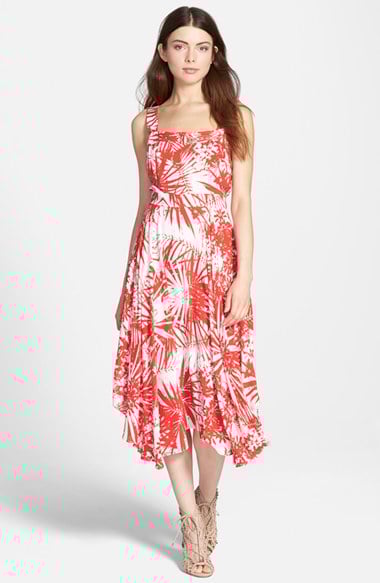 Plenty by Tracy Reese Handkerchief Hem Foliage Print Dress in Cherry/White Tribal Foilage