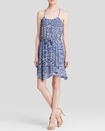 AQUA Dress - Bandana Scarf Print Handkerchief Hem in Cobalt Blue