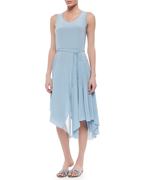 Elie Tahari Tammie Sleeveless Silk Handkerchief Dress in Sky Blue 