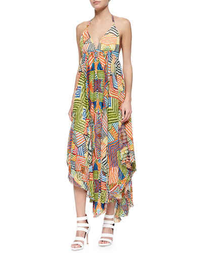 Alice + Olivia Ollie Printed Handkerchief-Hem Dress