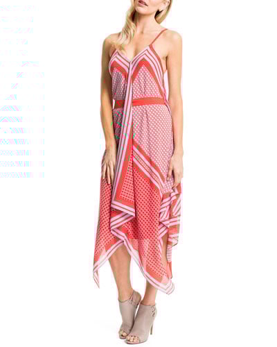 Cynthia Steffe Tarianna Handkerchief-Hem Dress in Tomato