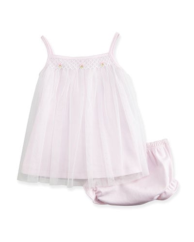 Kissy Kissy CLB Summer Tulle Shift Dress & Bloomers, Pink, Size 0-24 Months