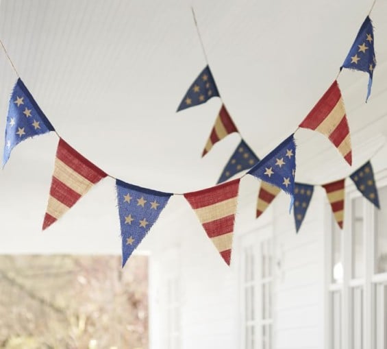 Pottery Barn FOURTH OF JULY BURLAP PARTY BANNER